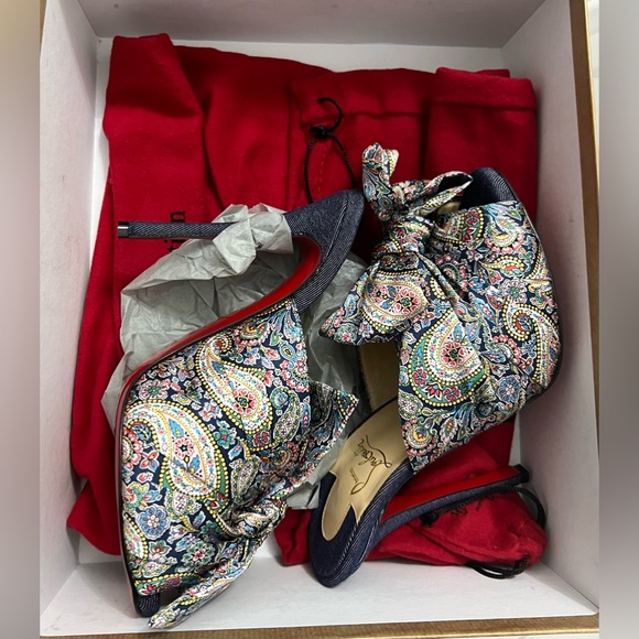 Christian Louboutin Moniquissima Paisley Red Sole Slide Sandal | Used Once - Picture 14 of 16
